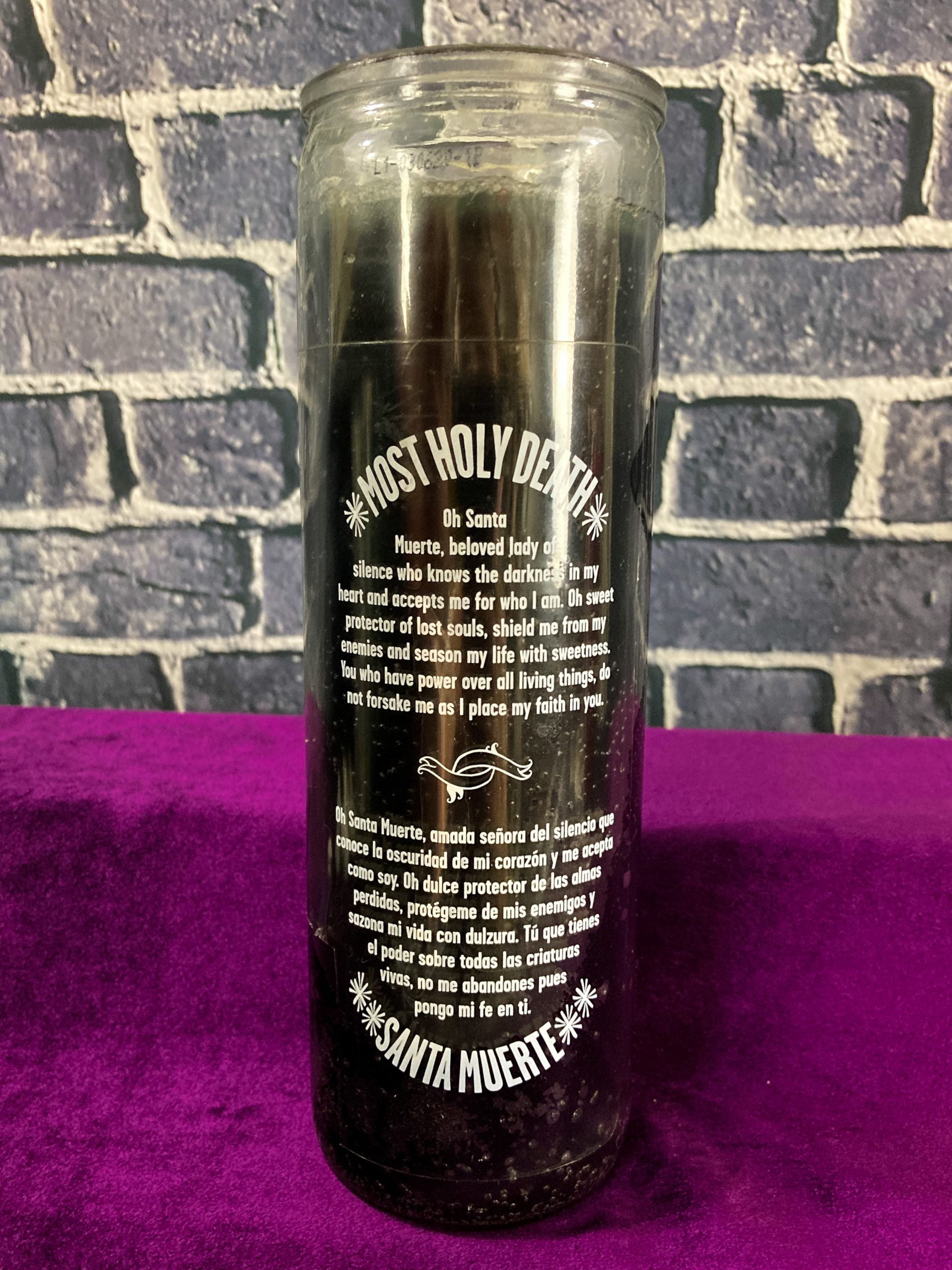 Santa Muerte 7-Day Glass Candle, Black - Image 2
