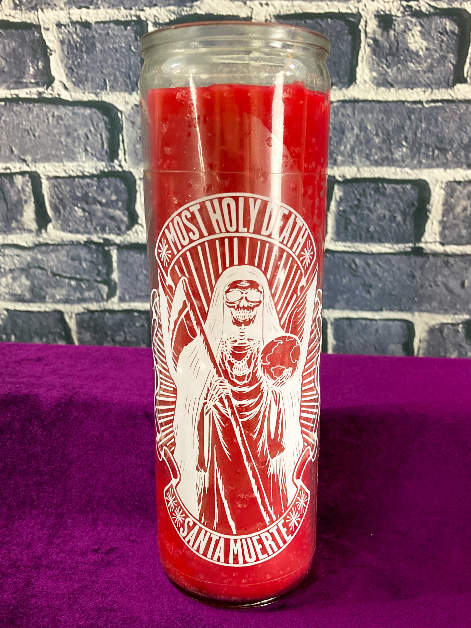 Santa Muerte 7-Day Glass Candle, Red